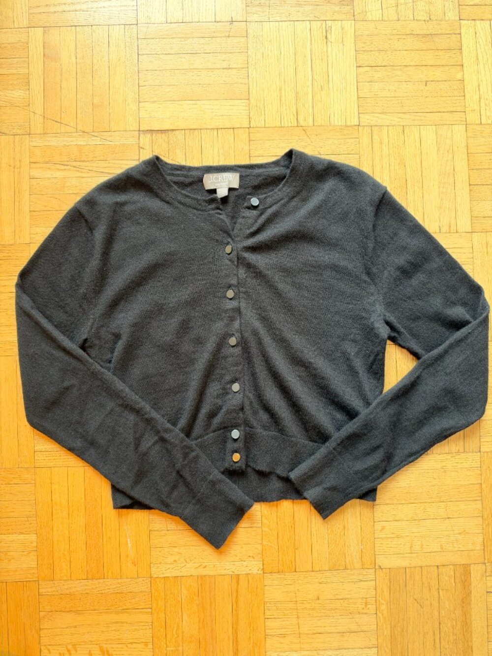 J Crew Featherweight 100% Cashmere Cardigan Black S - Picture 4 of 12